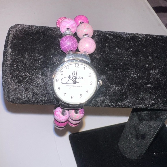 LARA Pink‎ and Purple Beaded Women's Bracelet Watch - Picture 2 of 2